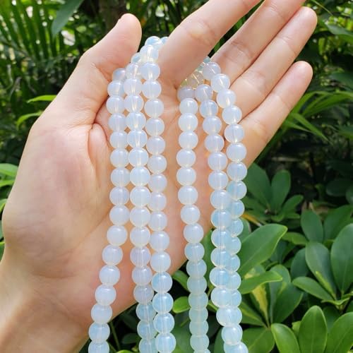 90pcs Adabele Lab Created White Opal Gemstone 4mm (0.16 Inch) Small Round Beads Gem Stone Spacer for DIY Craft Jewelry Making GS13-4 - color: White Opal (Lab Created), size: 4mm (90pcs/1 Strand)
