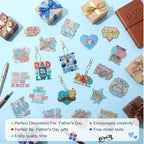 Huquary 24 Sets Father's Day Diamond Art Painting Keychains Kits 5D Dad Diamond Art Keyrings Charm Pendants for Adults Dad DIY Craft Gifts for Father's Day Daddy Birthday Party Favors Bags Decor - style: Dad