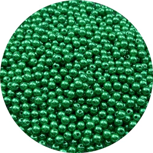 1000pcs Pearl Beads for Crafts 6mm Resin Pearl for Jewelry Making Round Bulk Pearls Beads with Hole for Sewing Crafts Decoration Necklaces Bracelets Earrings Making(Dark Green) - color: Dark Green, size: 6mm