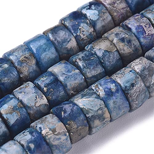 Craftdady 234pcs Heishi Coin Natural African Pyrite Gemstone Beads Flat Round Disc Energy Healing Crystal Stone Loose Beads 6mm for Jewelry Bracelet Necklace Earring, Blue - color: African Pyrite, Blue, size: 6mm