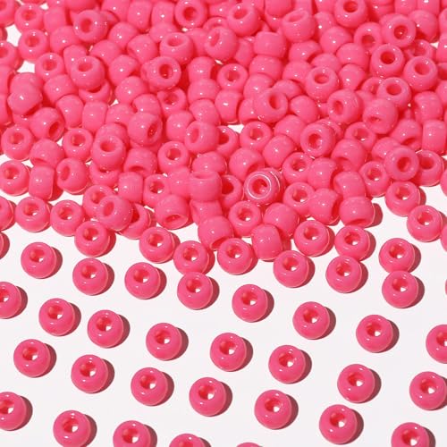 1000Pcs Multi-Colored Plastic Pony Beads Bulk for Craft,6 * 9mm Assorted Colors Hair Beads Black, red,Blue, White for Bracelets Making,Kandi Charms（Rose Pink） - color: Rose Pink, size: 1000PCS