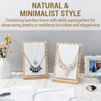 MyGift Set of 4 Bamboo and White Panel Jewelry Display Boards, Tabletop Necklace and Pendant Holder Stands for Retail or Home Organization - color: White, Set of 4