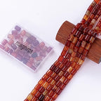 Natural Red Agate Cylinder Tube Beads 10x14mm 38cm/str Loose Semi Gemstone Stone Beads for Making Bracelets Necklace - color: Red Agate