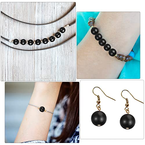 Ecally 300 Pieces Black Matte Onyx Beads Natural Black Agate Round Frosted Onyx Gemstone Loose Beads for Bracelet Necklace Jewelry DIY Making(10 mm) - size: 10mm