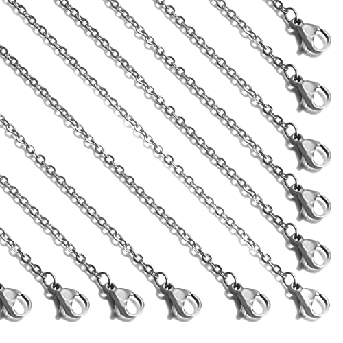 24 Pcs 22" 2mm Stainless Steel Necklace Chains Link Cable Chain Lobster Clasp Bulk for DIY Jewelry Making Supplies Accessories - color: Silver, size: 22 inches