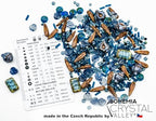 2.1oz (60 g) Mix of Unique Czech Bohemia Glass Pressed Beads, Dark Blue, Table Cut, Matte and Glossy, Faceted Fire Polish, Hand Made Set Kit BCV - color: Dark Blue Copper