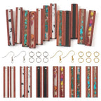 FASHEWELRY 12Pcs Wood Resin Earrings Charms Rectangle Wooden Earring Blanks Earring Findings for Earrings Jewelry Making with Earring Hooks & Jump Rings - color: Rectangle-Mixed Color