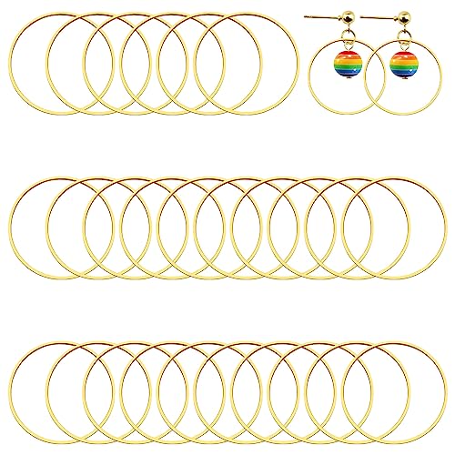 40pcs Earrings Beading Hoop for Jewelry Making,50mm Earrings Findings Hoops Open Back Bezel Pendants Round Beading Hoop for Jewelry Finding Supplies DIY Craft Earring Women Gifts(Gold) - color: 40pcs;50mm;Gold