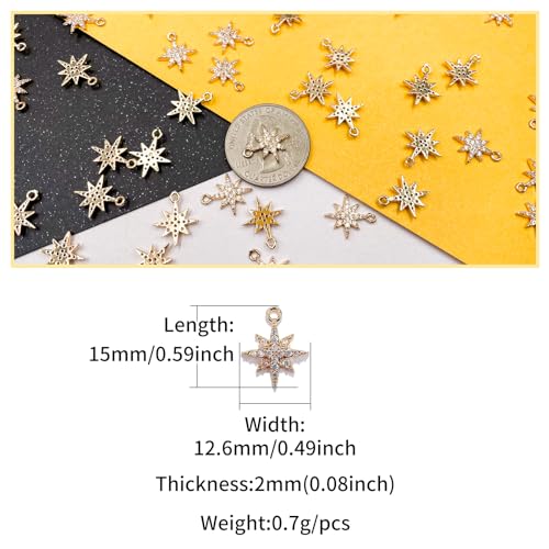 Crystal Zirconia Gold Plated Brass Charms for Jewelry Making Bracelet Necklace Earring Pendant Craft Supplies DIY Accessories - color: StarA-White-5Pcs