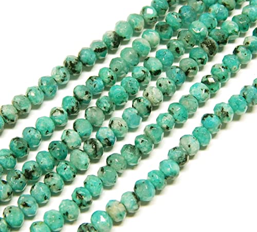 Perlin Agate & Jasper Gemstone Strand Beads 4 mm Rondelle 110 Pieces Jewellery Beads Semi-Precious Stone for Jewellery Necklace Bracelet Earrings (Turquoise Jasper) - color: turquoise jasper