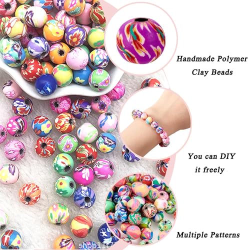 120PCS 12mm Polymer Clay Beads Round Beads for Making Bracelet Necklace Earring Accessories DIY Handmade Craf