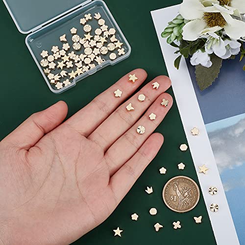 PH PandaHall 14K Gold Beads Spacers, 80pcs Flower Spacer Beads Metal Star Crown Cross Charm Long-Lasting Loose Beads for Necklace Bracelet Earring Wedding Valentine Mother's Day Thanksgiving 8 Styles
