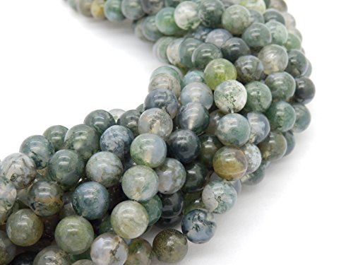 Gemstone Beads for Jewelry Making, Sold per Bag 5 Strands Inside, Moss Agate 4mm - color: Moss Agate, size: 4mm