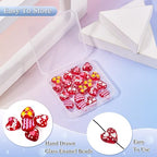 Valentines Heart Beads Cheriswelry 20Pcs Crystal Glass Heart Beads Red Hearts Pony Bead 13.5-14mm for Valentines Christmas Earring Bracelet Necklace Jewelry Making DIY Supplies - color: Print Heart