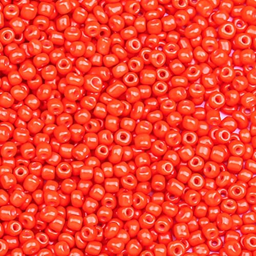 2000pcs Glass Seed Beads Bulk, 4mm 6/0 Mini Pony Spacer Small Individual Color Seed Beads for DIY Bracelet Necklaces Wrist Jewelry Making, Orange - color: Orange