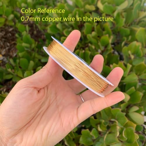Adabele 124 Feet Premium Tarnish Resistant Round Jewelry Wire Copper Beading Wire Spool Bulk (0.6mm/22 Gauge) 18K Gold Plated for DIY Craft Jewelry Making BF286-6 - color: 18K Yellow Gold/Light Gold, size: 0.6mm (22 gauge) wire - 1 Roll