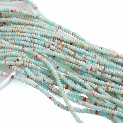 150PCS 2x4mm Blue Jasper Rondelle Beads Natural Abacus Disk Stone Beads Round Loose Spacer Gemstone Beads for DIY Bracelet Necklace Jewelry Making - color: Blue Jasper, size: 2x4mm Abacus Disk