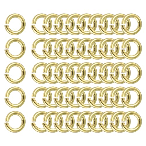 uxcell 50Pcs Open Jump Rings, 10mm/0.39" OD Brass Jump Ring Connectors 2mm Thick O Rings for Necklaces Bracelet Jewelry Making Keychain DIY Craft, Gold Tone - size: 10mmx2mm
