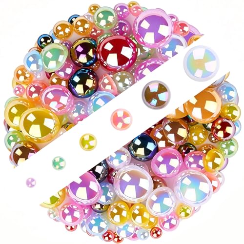 1500 Pcs AB Half Pearls for Crafting, Mixed Sizes 3/4/5/6/8/10mm Flatback Pearl Beads for Crafts, Gems for Nail Art Making, Shoes Clothes Embellishments (A0 Mixed Light Colors AB) - color: A0 Mixed Light Colors AB