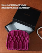 Small Travel Jewelry Case, Mini Travel Jewelry Bag with Zipper, 5-Layer Velvet Organizer Pouch for Bracelet Rings Earrings - Diamond Stitched Velvet Navy Blue - color: NavyBlue