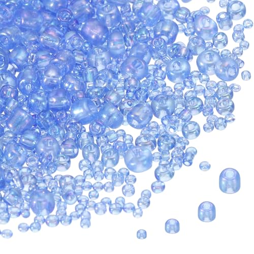 MECCANIXITY 15/0 11/0 8/0 6/0 Glass Seed Beads 1.5mm/2mm/3mm/4mm Loose Seed Beads for Jewelry Earring Bracelet Craft Making, 5888PCS, Denim Blue - color: Denim Blue