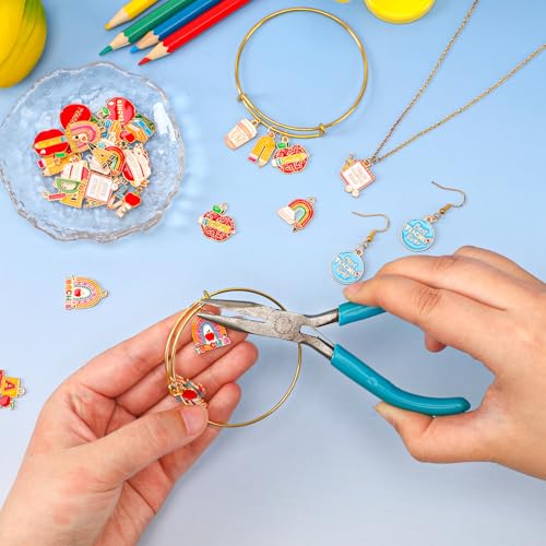 MARFOREVER Teacher Charms, 40Pcs/20 Pairs Student School Charms for Jewelry Making, Assorted Pencil Book Globe Enamel Charm Pendants for Bracelet Necklace Earrings Making Accessories - style: Teacher