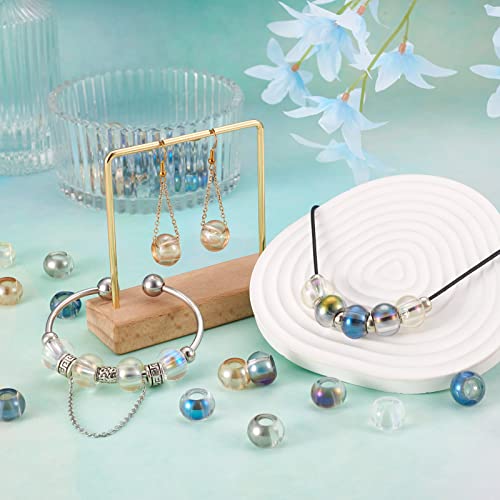 Cheriswelry 100Pcs 14mm Large Hole Electroplate Glass European Beads Transparent Rondelle Loose Spacer Beads 10 Colors DIY for Jewelry Making Crafts - color: Mixed Color*4-Rondelle