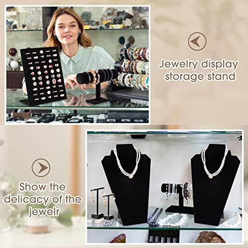 Henoyso 22 Pcs Velvet Jewelry Display Set Jewelry Display for Selling Necklace Stand Bracelet Holder T Shape Earring Stand - color: Black