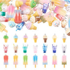Craftdady Resin Plastic Miniature Food Snack Pendants Charms Ice Drink Juice Pendants Cute Bottle Fruit Keychain Charms Hang Ornament for DIY Craft Earring Bracelet Necklace Jewelry Making - color: Mixed Color Ice Cream