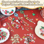 Ecoofor 251 Pcs Christmas Keychain Making Kit for Adults — Includes 20 Keychain Clips, 25 Extender Chains, 81 Charms, Beading Accessories, Jewelry Pliers — DIY Bag Charms & Jewelry Craft Kit - color: Christmas Joy Set