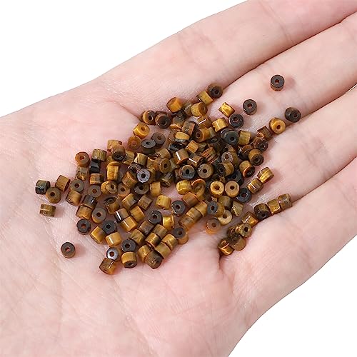 BEADIA Natural Yellow Tiger Eye Short Cylinder Beads 2x3mm 155pcs Tube Loose Semi Gemstone Beads for Jewelry Making Design - color: Yellow Tiger Eye