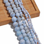 Stone Beads, 60pcs Blue Aquamarine Gemstone, 6mm Round Loose Beads for Jewelry Making, Bracelets, with Bag, String & Card - color: Blue Aquamarine, size: 6mm