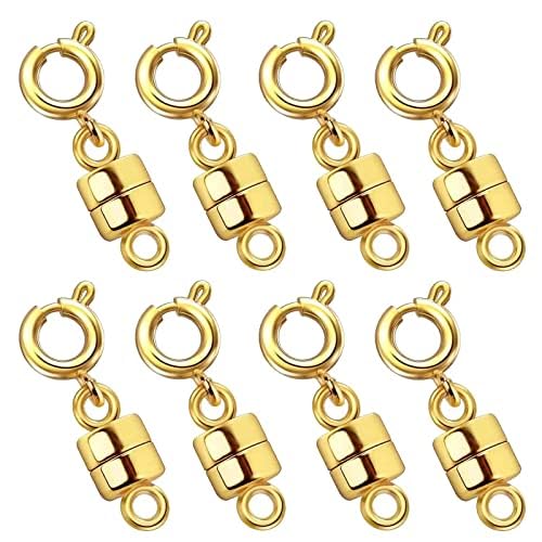 OHINGLT Strong Magnetic Necklace Clasps and Closures,Gold Plated Jewelry Clasps Converters for Bracelet Necklaces Chain - color: 8Pcs Gold
