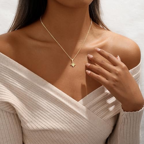 Tasiso Gold Pendant Necklace for Women 14K Gold Plated Coin CZ Pendant Necklace Adjustable Chain Disc Round Dainty Charm Necklace Trendy Jewelry Gift - style: SUN