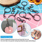 150Pcs Swivel Snap Hook Set,Gun Black Swivel Clasps Lanyard Snap Keychain Hooks Lobster Clasp Split Key Rings with Chain and Jump Rings Bulk for Keychain Lanyard,Charm,Jewelry,DIY Crafts Supplies - color: Gun Black