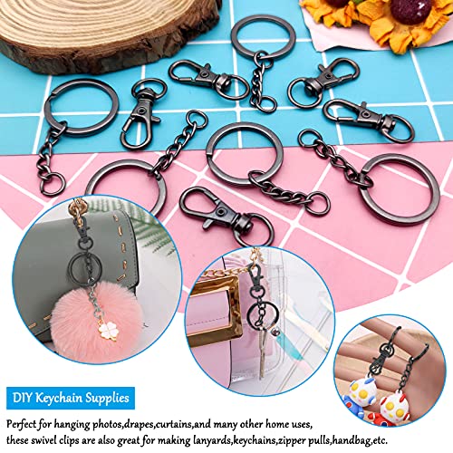 150Pcs Swivel Snap Hook Set,Gun Black Swivel Clasps Lanyard Snap Keychain Hooks Lobster Clasp Split Key Rings with Chain and Jump Rings Bulk for Keychain Lanyard,Charm,Jewelry,DIY Crafts Supplies - color: Gun Black