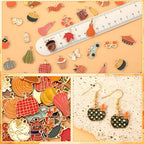 SANNIX 350pc Fall Charms, Thanksgiving Enamel Pumpkin Maple Leaf Turkey Autumn Charms for Jewelry Making, Bulk for Bracelets, Necklaces, Earrings, Craft Making - color: Fall Color