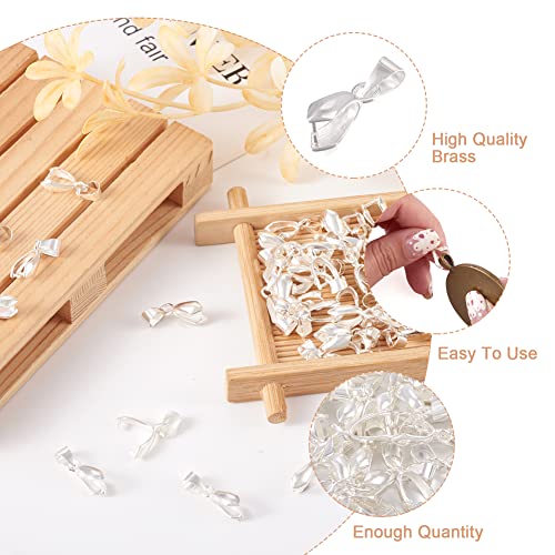 Fashewelry 200pcs Brass Pendant Pinch Bails Silver 8x5mm Inner Diameter Dangle Charm Clasp Clip for Top Drilled Bead Necklace Earring Jewelry Making Pin:0.9MM - color: Silver
