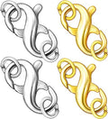 Dailyacc Double Opening Lobster Clasp 316 Stainless Steel Silver and Gold Pleted Necklace Bracelet Extender Clasps and Closures for DIY Jewelry - color: 2Gold & 2Silver, size: 16mm × 8mm