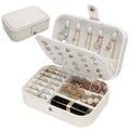 jiemei Jewelry Box, Travel Jewelry Organizer Cases with Doubel Layer for Women’s Necklace Earrings Rings and Travel Accessories(White) - color: White