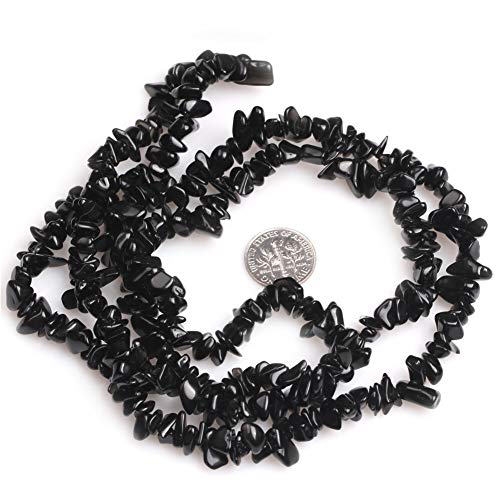 HAAMIIQII 5-8mm Natural Black Agate Chips Beads Irregular Chip Stone Loose Gemstone Beads for Jewelry Making Strand 30 Inch - color: Black Agate