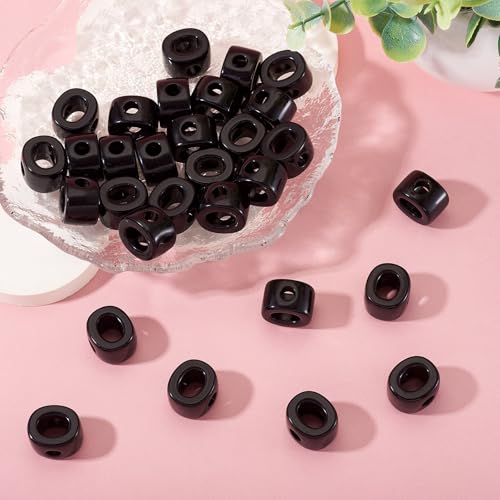 30Pcs Large Hole Acrylic Letter Beads Letter O Chunky Vowel Bead with Horizontal Hole Black Plastic 3D Initial Alphabet European Beads for Key Chains Necklace DIY Craft Arts Projects - color: Black O