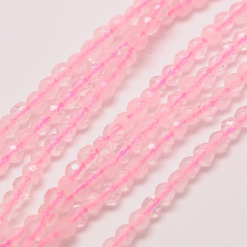 Fashewelry 118pcs 3mm Natural Rose Quartz Beads Small Faceted Round Crystal Beads for Bracelet Necklace Earrings DIY Jewelry Making - color: 3mm-Rose Quartz
