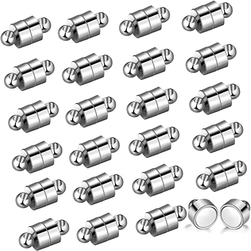 Sureio 24 Pairs Magnetic Necklace Bracelet Clasps Magnet Converter Jewelry Clasps Extenders Locking for Bracelet Necklace Making(Silver)