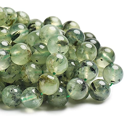 70PCS Natural 8MM Healing Gemstone, Prehnite Energy Stone Round Loose Beads, Semi-Precious Crystal Beads with Free Elastic String for Jewelry Making DIY - color: Prehnite