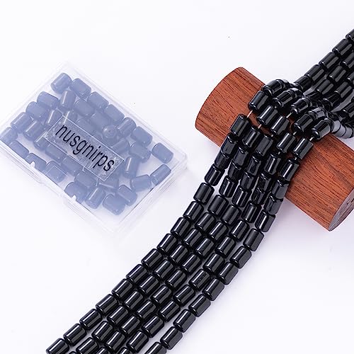 Natural Black Agate Cylinder Tube Beads 10x14mm 38cm/str Loose Semi Gemstone Stone Beads for Making Bracelets Necklace - color: Black Agate