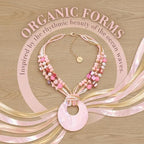 Coiris Shell Pendant Statement Strand Necklace for Women Boho Multi Beads Natural Stone Colorful Necklace Bohemian Handmade Chunky Shell Beaded Collar Jewelry for Women - color: Pink