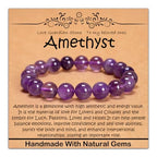 Natural Healing Gemstone Bracelet Handmade Yoga Stretch Elastic Bracelet Stress Relief Crystal Jewelry for Men and Women - color: Amethyst (Love Guardian), size: 10mm
