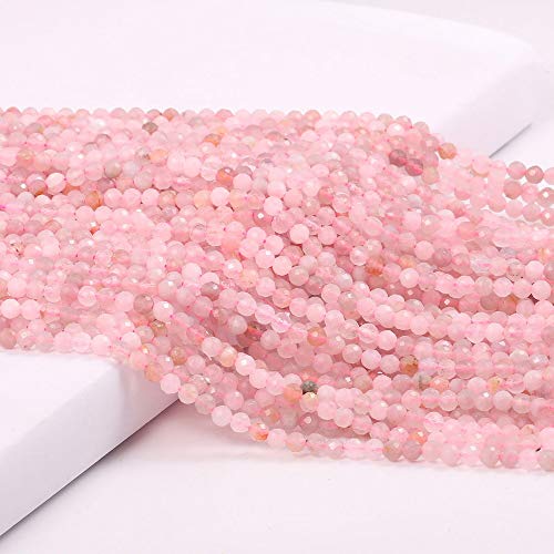 Natural Faceted Rose Quartz Beads Natural Stones Loose Bead for Jewelry Making Bracelet Necklace (Size 4mm,Length 15") - color: Rose Quartz, size: 4mm