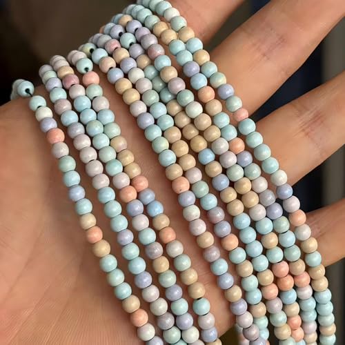 MJDCB Natural Stone Beads 4mm 85pcs Round Rainbow Stone Loose Gemstone Bead Charms for Jewelry Making Bracelet Necklace Earring Pendant - color: Rainbow Stone, size: 4mm